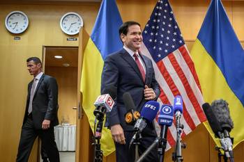 El secretario de Estado de Estados Unidos, Marco Rubio, el 23 de noviembre, en Ginebra. · Foto: AFP