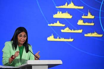 Delcy Rodríguez durante su vicepresidencia de Venezuela, el 8 de setiembre de 2025, en Caracas. Foto: Federico Parra / AFP