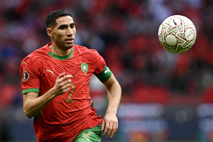 Achraf Hakimi, de Marruecos, el 4 de diciembre, por la Copa Africana, en Rabat. Foto: Gabriel Bouys / AFP