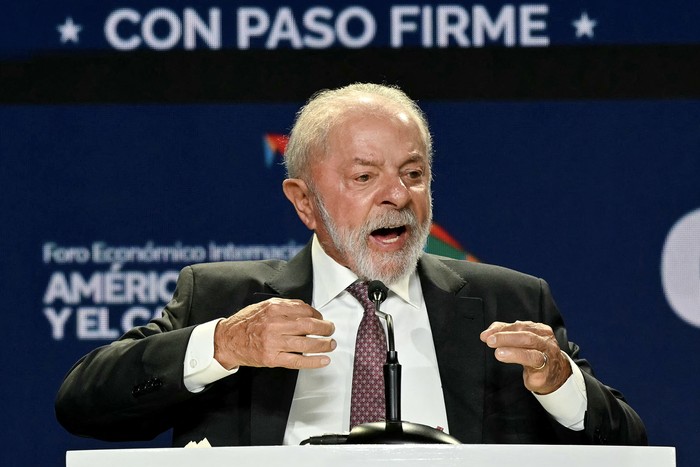 Luiz Inácio Lula da Silva, el 28 de enero, durante la inauguración del Foro Económico Internacional de América Latina y el Caribe en el Centro de Convenciones de Panamá en la ciudad de Panamá. · Foto: Martín Bernetti, AFP
