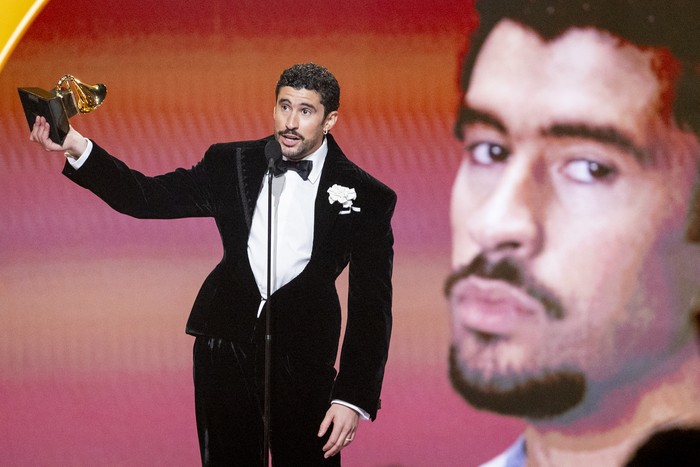 Bad Bunny, el 1 de Febrero, en Los Ángeles. Foto: Emma McIntyre / Getty Images / AFP