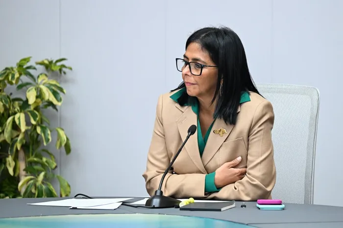 Delcy Rodríguez, en el Palacio Presidencial de Miraflores, en Caracas. · Foto: Juan Barreto, AFP