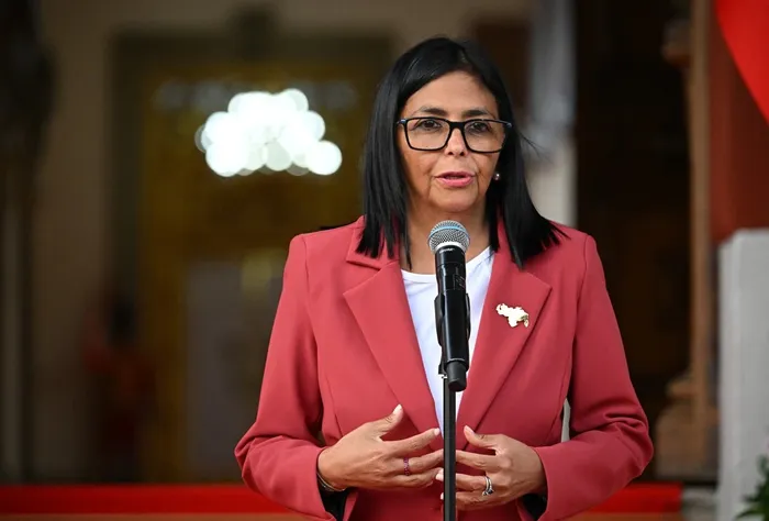 Delcy Rodríguez, en el Palacio Presidencial de Miraflores, en Caracas, el 4 de marzo. · Foto: Federico Parra, AFP