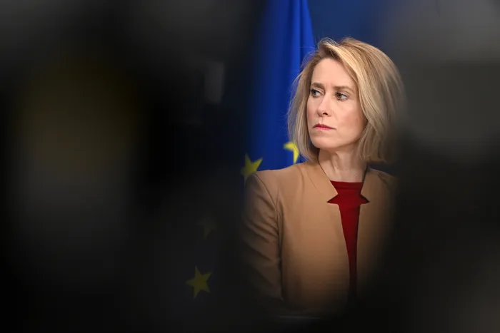 Kaja Kallas, el 20 de abril, en Bruselas, Bélgica. · Foto: AFP