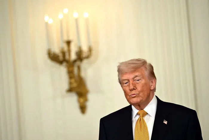 Donald Trump, en el Salón Este de la Casa Blanca en Washington, D.C., el 6 de mayo.
Foto: Kent Nishimura, AFP
