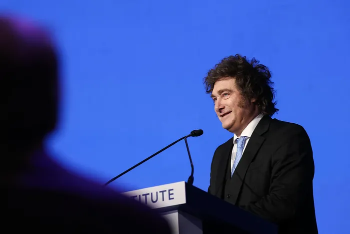 Javier Milei, el 6 de mayo en California. · Foto: Patrick T. Fallon, AFP