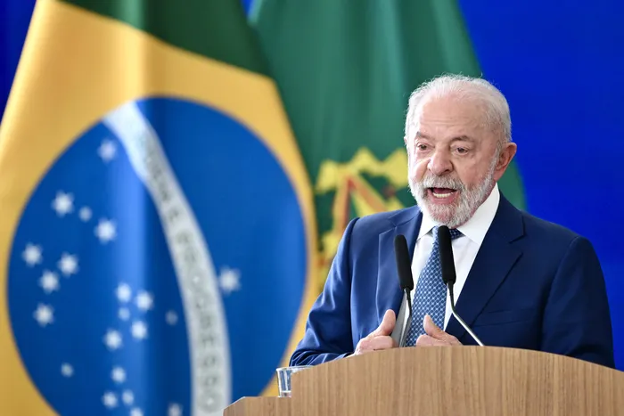 El presidente de Brasil, Luiz Inácio Lula da Silva, durante el lanzamiento del programa gubernamental "Brasil contra el crimen organizado" en el Palacio de Planalto, en Brasilia, el 12 de mayo de 2026. Foto: Evaristo Sá, AFP
