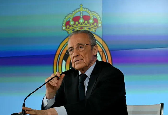 Florentino Pérez,  en la Ciudad Deportiva del Real Madrid en Valdebebas, en las afueras de Madrid, el 12 de mayo de 2026. · Foto: Javier Soriano, AFP
