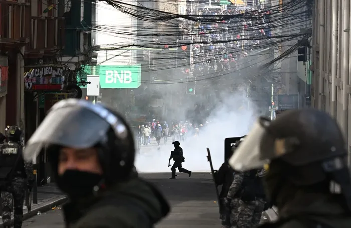 Protesta contra el presidente Rodrigo Paz, en La Paz, el 25 de mayo. · Foto: Aizar Raldes, AFP