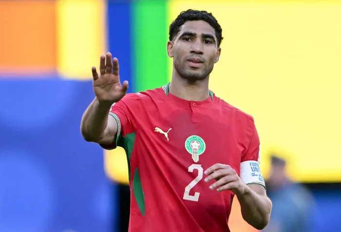 Achraf Hakimi en el estadio New York/New Jersey en East Rutherford, el 13 de junio. · Foto: Mauro Pimentel, AFP