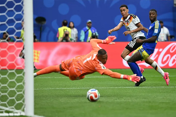 Jamal Musial, convirtiendo el cuarto tanto de Alemania contra Curazao, el 14 de junio, en el estadio Houston. Foto: Paul Ellis, AFP