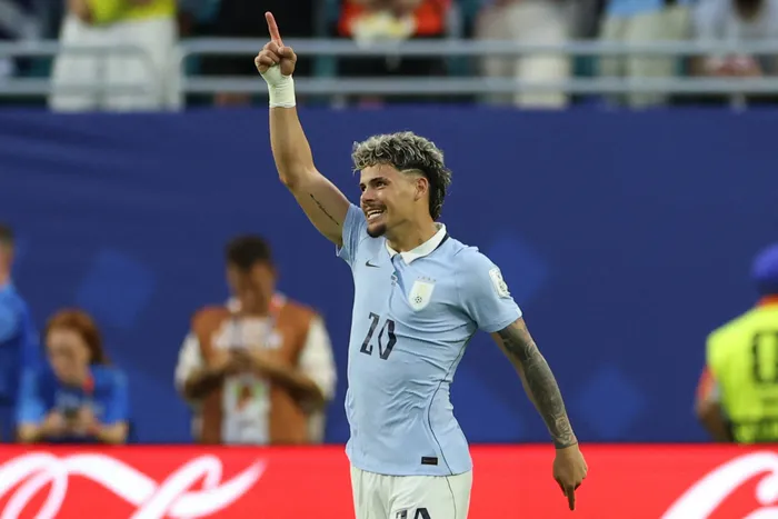 Maximiliano Araújo celebra su gol ante Arabia Saudita, el 15 de junio, en el estadio de Miami en Miami Gardens. · Foto: Patricia de Melo Moreira, AFP