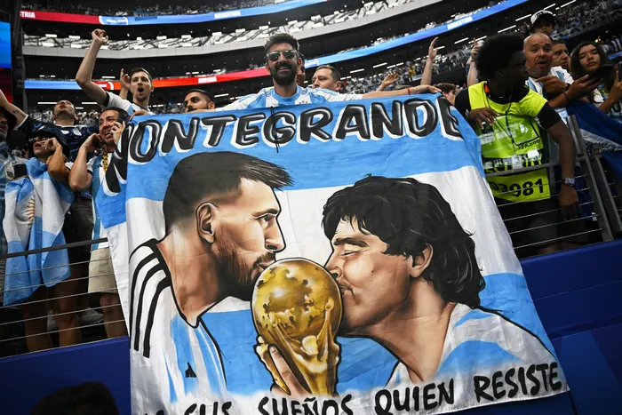 Hinchas de Argentina, en el Dallas Stadium de Arlington, el 22 de junio. Foto: Paul Ellis, AFP