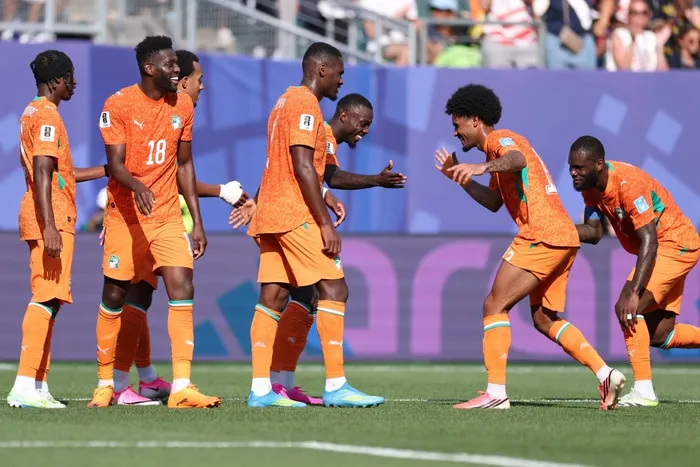 Costa de Marfil, tras marcar el segundo gol de su equipo durante el partido del Grupo E de la Copa Mundial de la FIFA 2026 entre Curazao y Costa de Marfil, en el estadio de Filadelfia el 25 de junio de 2026 en Filadelfia, Pennsylvania. · Foto: Kevin C Kox, Getty Images, AFP