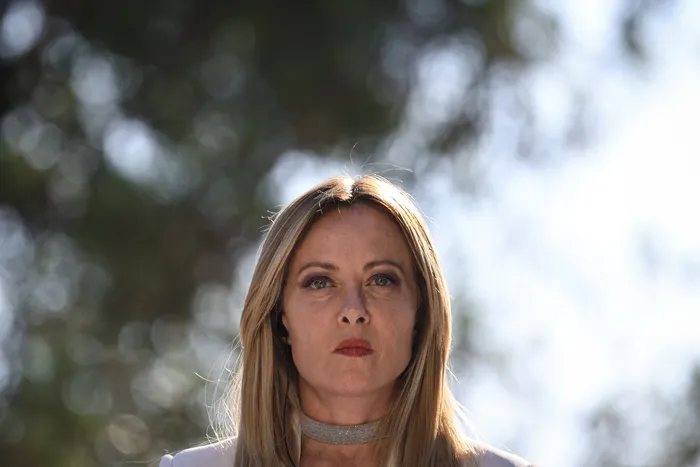 Giorgia Meloni en Antibes, Costa Azul, sur de Francia, el 25 de junio. · Foto: Manon Cruz, pool, AFP