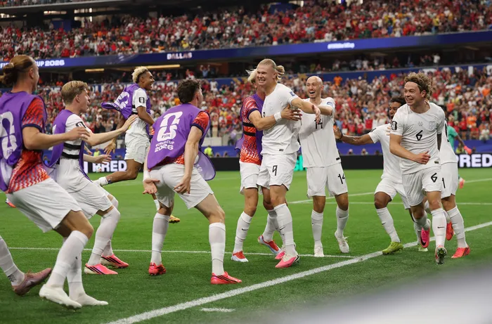 Erling Haaland, tras convertir el segundo gol de Noruega ante Costa de Marfil en el Dallas Stadium de Arlington, el 30 de junio. Foto: Lars Baron, Getty Images, AFP