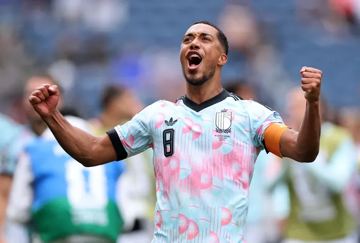 Youri Tielemans, de Bélgica, festeja tras la victoria, el 1° de julio, en Washington · Foto: Alex Grim, AFP