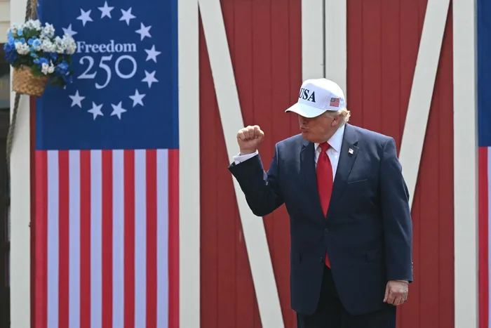 Donald Trump, el 1º de julio, en Dakota del Norte. · Foto: Saul Loeb, AFP
