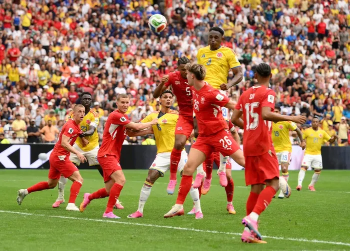 Partido de octavos de final de la Copa Mundial de la FIFA 2026 entre Suiza y Colombia en el BC Place Vancouver el 7 de julio de 2026 en Vancouver, Columbia Británica, Canadá. · Foto: David Ramos, Getty Images, AFP