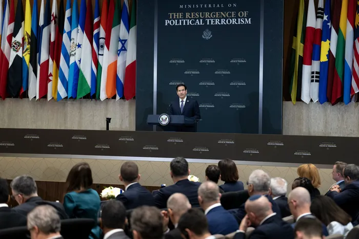 Marco Rubio, el 15 de julio, en el Departamento de Estado en Washington. Foto: Brendan Smialowski, AFP