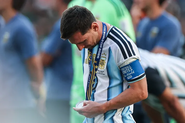 Lionel Messi,  tras perder la final del Mundial de Fútbol de 2026 entre España y Argentina en el estadio New York/New Jersey de East Rutherford el 19 de julio. · Foto: Patricia de Melo Moreira, AFP