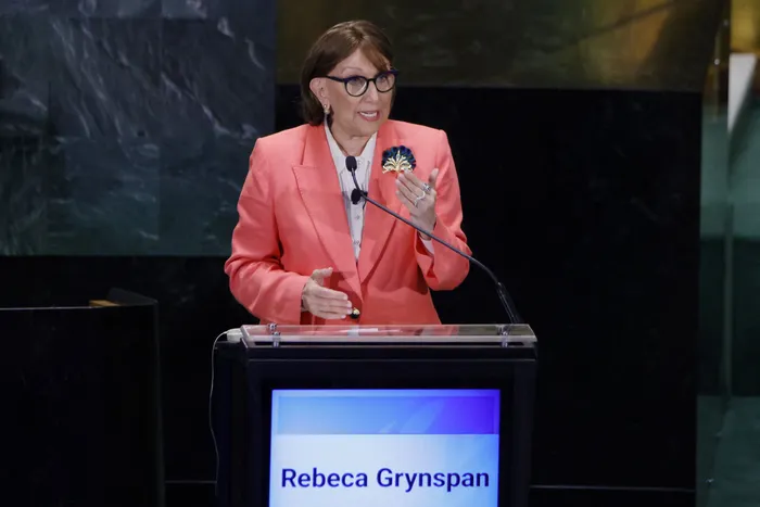 Rebeca Grynspan, el 23 de julio, en la Asamblea General de la ONU en Nueva York. Foto: Leonardo Muñoz, AFP