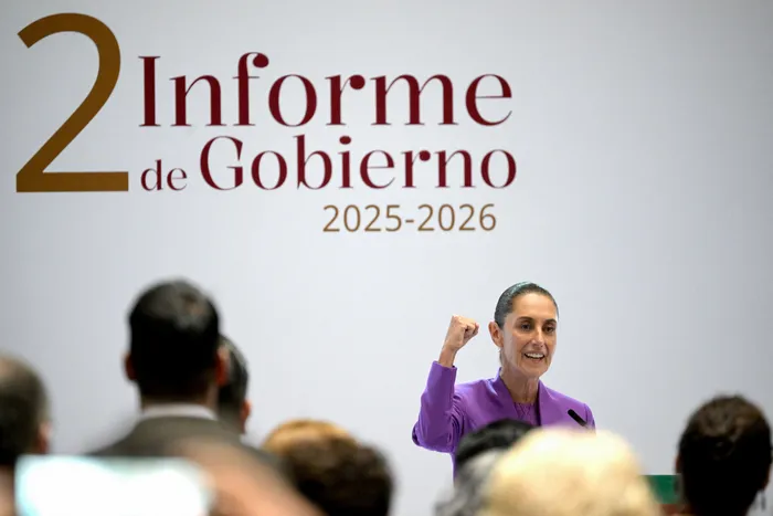 Claudia Sheinbaum, el martes, en el Palacio Nacional en Ciudad de México. · Foto: Alfredo Estrella, AFP