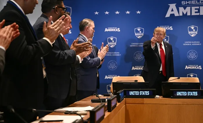 Donald Trump durante la reunión del Escudo de las Américas, el 22 de setiembre, en Nueva York. · Foto: Brendan Smialowski, AFP