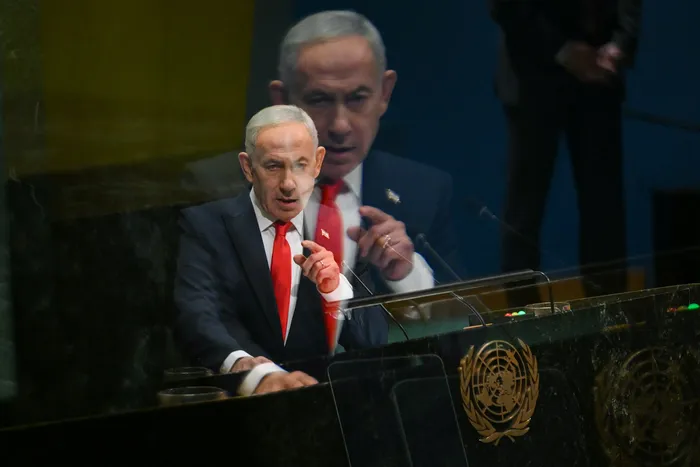 Benjamin Netanyahu, el 24 de setiembre, en la ONU. Foto: Angela Weiss, AFP