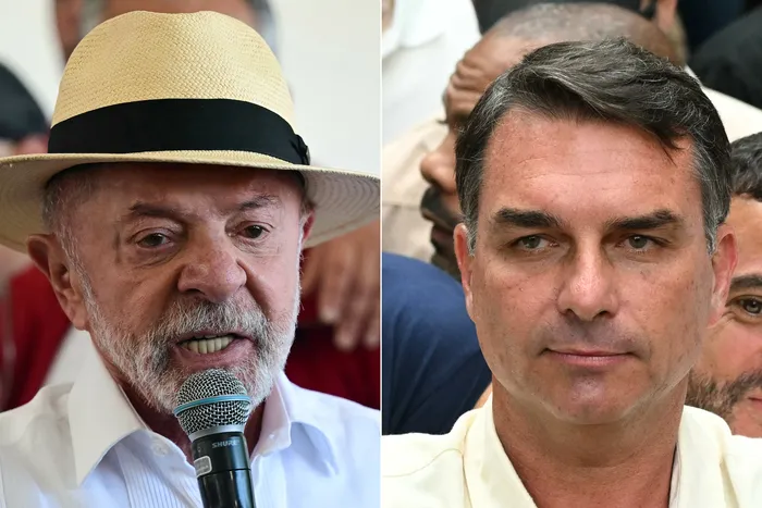 Luiz Inácio Lula da Silva y Flávio Bolsonaro, el 4 de octubre. · Foto: Pablo Porciúncula, AFP
