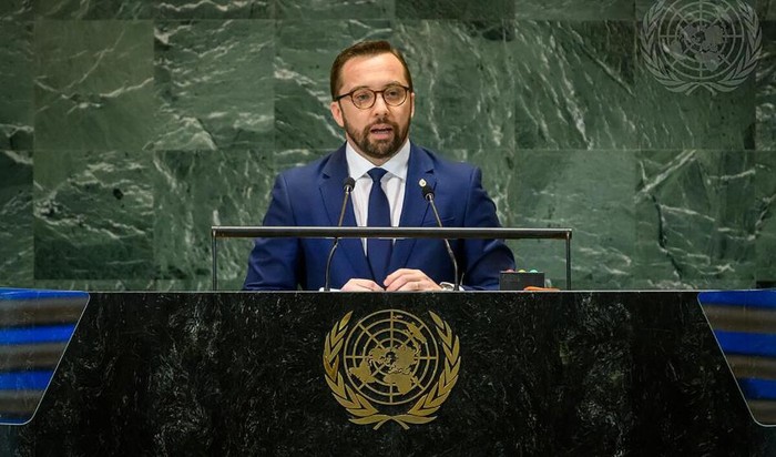 Nicolás Albertoni, viceministro de Relaciones Exteriores, en  la Cumbre del Futuro llevada adelante por la Organización de las Naciones Unidas (ONU) este lunes en Nueva York,  Foto : GUB.UY