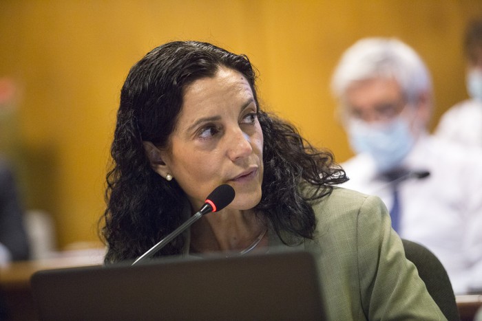 Azucena Arbeleche, en la Comisión de Presupuesto integrada con Hacienda (archivo, octubre de 2020). · Foto: .