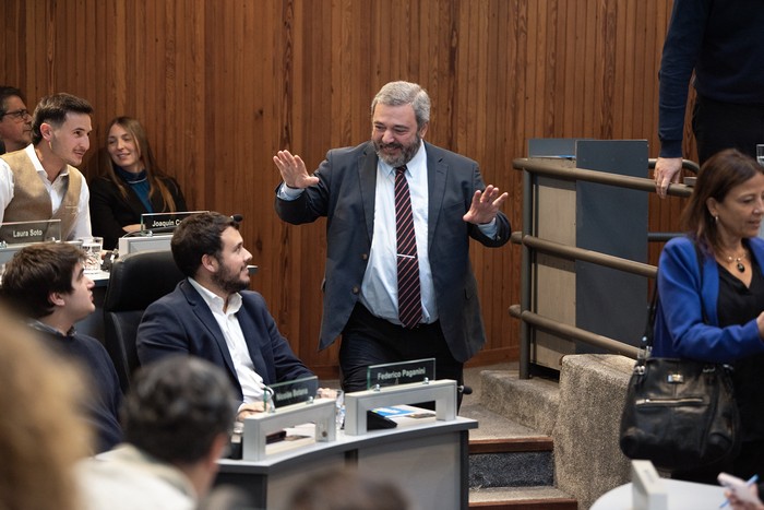 Mario Bergara, el 28 de agosto, en la Junta Departamental de Montevideo. · Foto: Gianni Schiaffarino