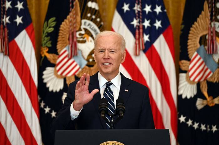 Joe Biden durante la conferencia de prensa el jueves 25 de marzo. Foto: Jim WATSON / AFP