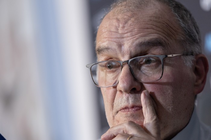 Marcelo Bielsa, el 20 de noviembre, durante una conferencia de prensa. · Foto: Rodrigo Viera Amaral