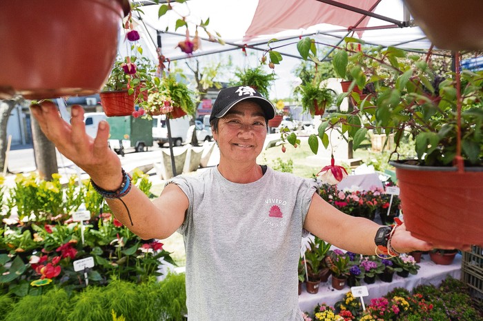 Carina Hanzawa, durante la 16ª Feria Floral de Japón en La Paz. · Foto: Alessandro Maradei