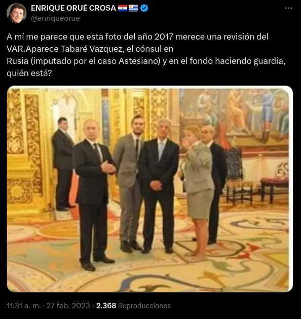 Foto principal del artículo 'Es falso que expresidente Tabaré Vázquez haya asistido a una reunión con Putin acompañado por Astesiano'