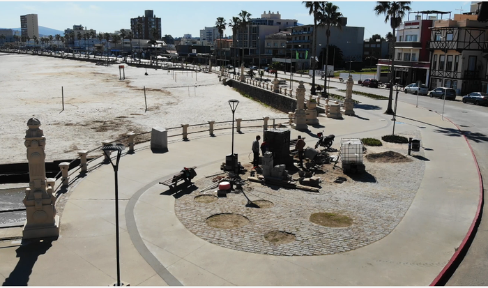 Trabajos para la estatua de Piria. · Foto: Pablo Serrón