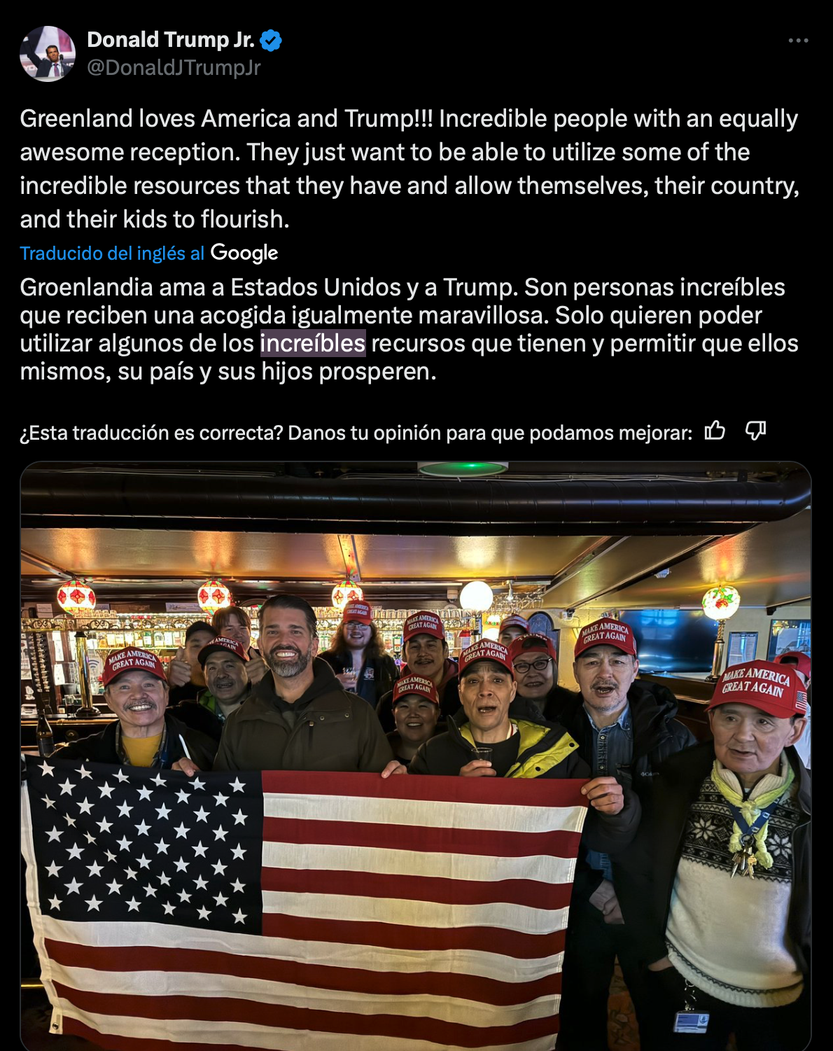 Trump Jr. en Groenlandia