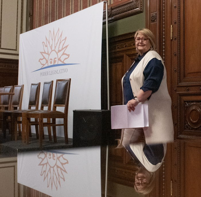 Sandra Lazo, el 11 de setiembre, en el Parlamento. · Foto: Gianni Schiaffarino