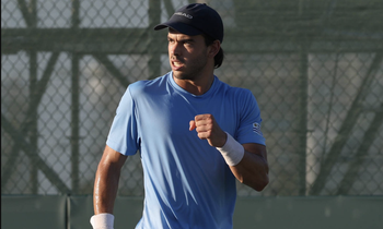 Franco Roncadelli, tras la victoria. · Foto: Copa Davis