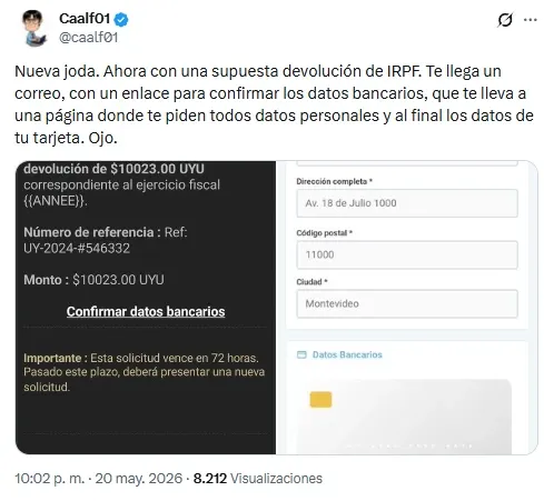 denuncia irpf dgi phishing