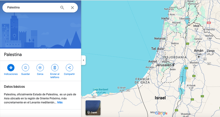 Foto principal del artículo 'Es falso que Google haya eliminado a Palestina de Google Maps'