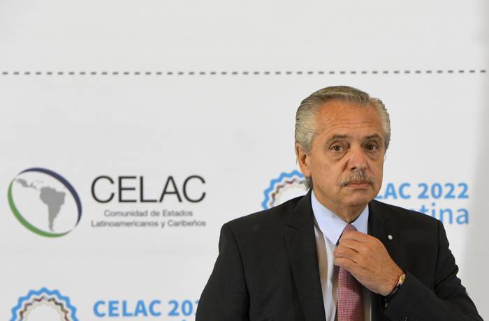 Alberto Fernández, en la VII Cumbre de la Comunidad Estados Latinoamericanos y Caribeños (Celac), el 24 de enero, en Buenos Aires. · Foto:  Enrique García Medina, Efe