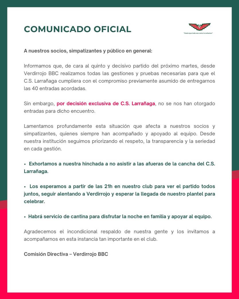 Comunicado Verdirrojo 2025