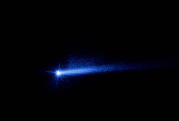 Dimorphos y la cola que lo asemeja a un cometa, visto por el Hubble en octubre de 2022.
Foto: NASA - ESA Procesado Joseph DePasquale