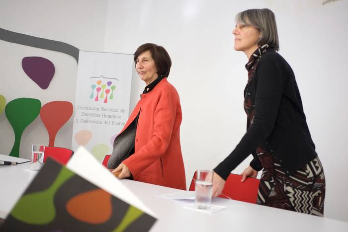 Josefina Pla y Mariana Mota, en la Institución Nacional de Derechos Humanos y Defensoría del Pueblo (archivo, setiembre de 2018). · Foto: Pablo Vignali