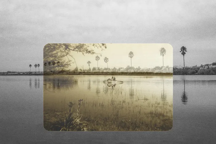 Fotografía tomada en 2025 con otra de 1998 del archivo de la familia Bustos en el campamento del río Santa Lucía. · Foto: Miguel Moya