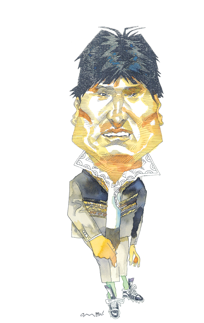 Foto principal del artículo 'Evo Morales, el fuego de la Madre Tierra' · Ilustración: Fermín Hontou