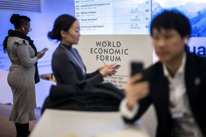 Participantes de la reunión anual del Foro Económico Mundial, el 18 de enero, en Davos. · Foto: Fabrice Coffrin, AFP
